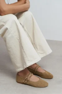 Nisantasi Shoes James ROME BEIGE Suede Leather Flat Sole Women Flats - Image 6