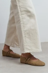 Nisantasi Shoes James ROME BEIGE Suede Leather Flat Sole Women Flats - Image 8