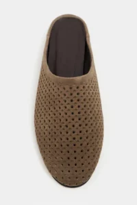 Nisantasi Shoes Palya ROME BEIGE Suede Studded GENUINE Leather Flat Sole Women Slippers - Image 5