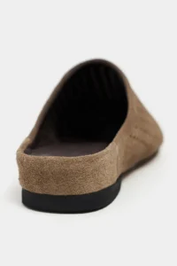 Nisantasi Shoes Palya ROME BEIGE Suede Studded GENUINE Leather Flat Sole Women Slippers - Image 6