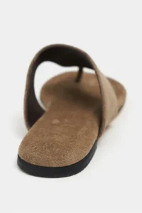 Nisantasi Shoes Almira ROME BEIGE Suede Leather Flat Sole Women Flip Flops Slippers - Image 7