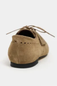 Nisantasi Shoes Estina ROME BEIGE Suede Leather pattern Detailed Classical Women Loafer Shoes - Image 5