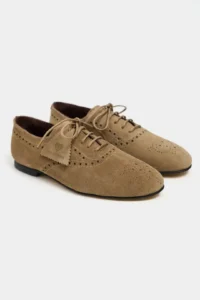 Nisantasi Shoes Estina ROME BEIGE Suede Leather pattern Detailed Classical Women Loafer Shoes - Image 6