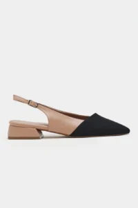 Nisantasi Shoes VIKTOR Nude Satin Front Black Ankle Belt Detailed Pointed toe Short Heels Women Flats - Image 3