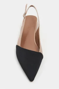 Nisantasi Shoes VIKTOR Nude Satin Front Black Ankle Belt Detailed Pointed toe Short Heels Women Flats - Image 4