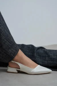 Nisantasi Shoes VIKTOR PEARL MATTE Front Pearl Satin Ankle Belt Detailed Pointed toe Short Heels Women Flats - Image 2
