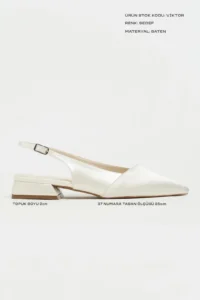 Nisantasi Shoes VIKTOR PEARL MATTE Front Pearl Satin Ankle Belt Detailed Pointed toe Short Heels Women Flats - Image 3