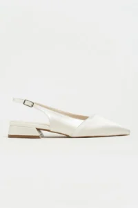 Nisantasi Shoes VIKTOR PEARL MATTE Front Pearl Satin Ankle Belt Detailed Pointed toe Short Heels Women Flats - Image 4