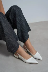 Nisantasi Shoes VIKTOR PEARL MATTE Front Pearl Satin Ankle Belt Detailed Pointed toe Short Heels Women Flats - Image 8