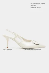 Nisantasi Shoes Nereid BEIGE Patent with accessories Pointed toe Light Back Thin Heels Women Shoes - Image 3