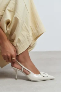 Nisantasi Shoes Nereid BEIGE Patent with accessories Pointed toe Light Back Thin Heels Women Shoes - Image 7
