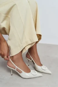 Nisantasi Shoes Nereid BEIGE Patent with accessories Pointed toe Light Back Thin Heels Women Shoes - Image 9