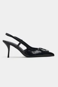 Nisantasi Shoes Nereid Black Patent with accessories Pointed toe Light Back Thin Heels Women Shoes - Image 4