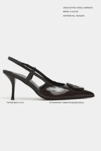 Nisantasi Shoes Nereid Brown Patent with accessories Pointed toe Light Back Thin Heels Women Shoes - Image 3