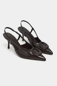 Nisantasi Shoes Nereid Brown Patent with accessories Pointed toe Light Back Thin Heels Women Shoes - Image 6