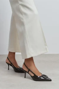 Nisantasi Shoes Nereid Brown Patent with accessories Pointed toe Light Back Thin Heels Women Shoes - Image 8