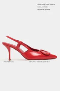 Nisantasi Shoes Nereid Red Patent with accessories Pointed toe Light Back Thin Heels Women Shoes - Image 3