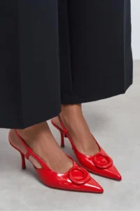 Nisantasi Shoes Nereid Red Patent with accessories Pointed toe Light Back Thin Heels Women Shoes - Image 8