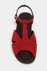 Nisantasi Shoes Dessas Red SUEDE GENUINE Leather Hair Clip Detailed Flat Sole Burnu Light Women Sandals - Image 4