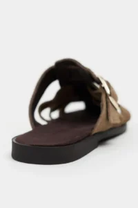 Nisantasi Shoes Siento ROME BEIGE Suede Leather Flat Sole Women Slippers - Image 5