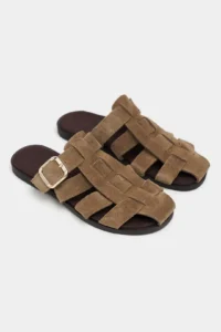 Nisantasi Shoes Siento ROME BEIGE Suede Leather Flat Sole Women Slippers - Image 6