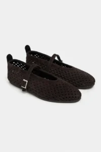 Nisantasi Shoes BELNDA Brown Suede Leather Studded Hair Clip Detailed Flat Sole Women Flats - Image 4