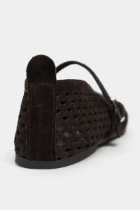 Nisantasi Shoes BELNDA Brown Suede Leather Studded Hair Clip Detailed Flat Sole Women Flats - Image 6