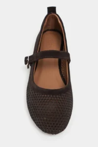 Nisantasi Shoes Titi DARK Brown Suede Studded GENUINE Leather Hair Clip Detailed Flat Sole Women Flats - Image 4