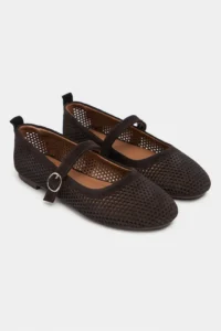 Nisantasi Shoes Titi DARK Brown Suede Studded GENUINE Leather Hair Clip Detailed Flat Sole Women Flats - Image 6