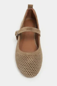 Nisantasi Shoes Titi ROME BEIGE Suede Studded GENUINE Leather Hair Clip Detailed Flat Sole Women Flats - Image 4