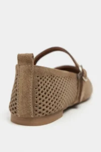 Nisantasi Shoes Titi ROME BEIGE Suede Studded GENUINE Leather Hair Clip Detailed Flat Sole Women Flats - Image 5