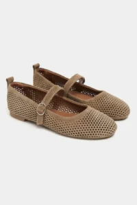 Nisantasi Shoes Titi ROME BEIGE Suede Studded GENUINE Leather Hair Clip Detailed Flat Sole Women Flats - Image 6