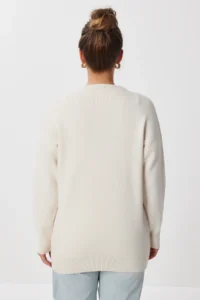 Happiness İstanbul Women's Burgundy Heart Textured Oversize Knitwear Sweater - Image 5
