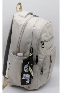 Bevitton 1710 Beige Waterproof Fabric School Bag Unisex School Backpack - Image 5