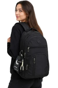 Bevitton Black Unisex School Backpack Waterproof Fabric Large Size Middle School High School University School Bag 170