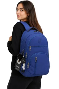 Bevitton Unisex School Backpack Navy Blue Waterproof Fabric Large Size Middle School High School University School Bag 1710