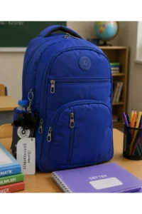 Bevitton Unisex School Backpack Navy Blue Waterproof Fabric Large Size Middle School High School University School Bag 1710 - Image 2