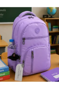 Bevitton 1710 Lilac Waterproof Fabric School Bag Unisex School Backpack - Image 2