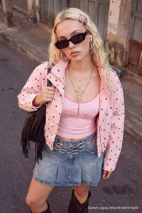 TRENDYOLMİLLA PINK Polka Dot Cotton Oversized Summer Thin Coat - Image 3