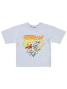 Superman Krypto Printed 2/5 Y T-Shirt - White3/4 Y