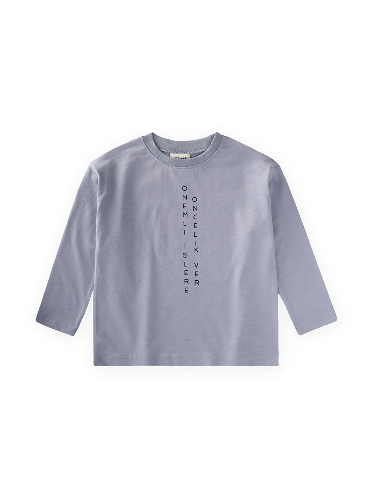 S000516773-17234_1 Cigit Slogan Long Sleeve T-Shirt 2/10 Y Pastel BLUE - Image 1