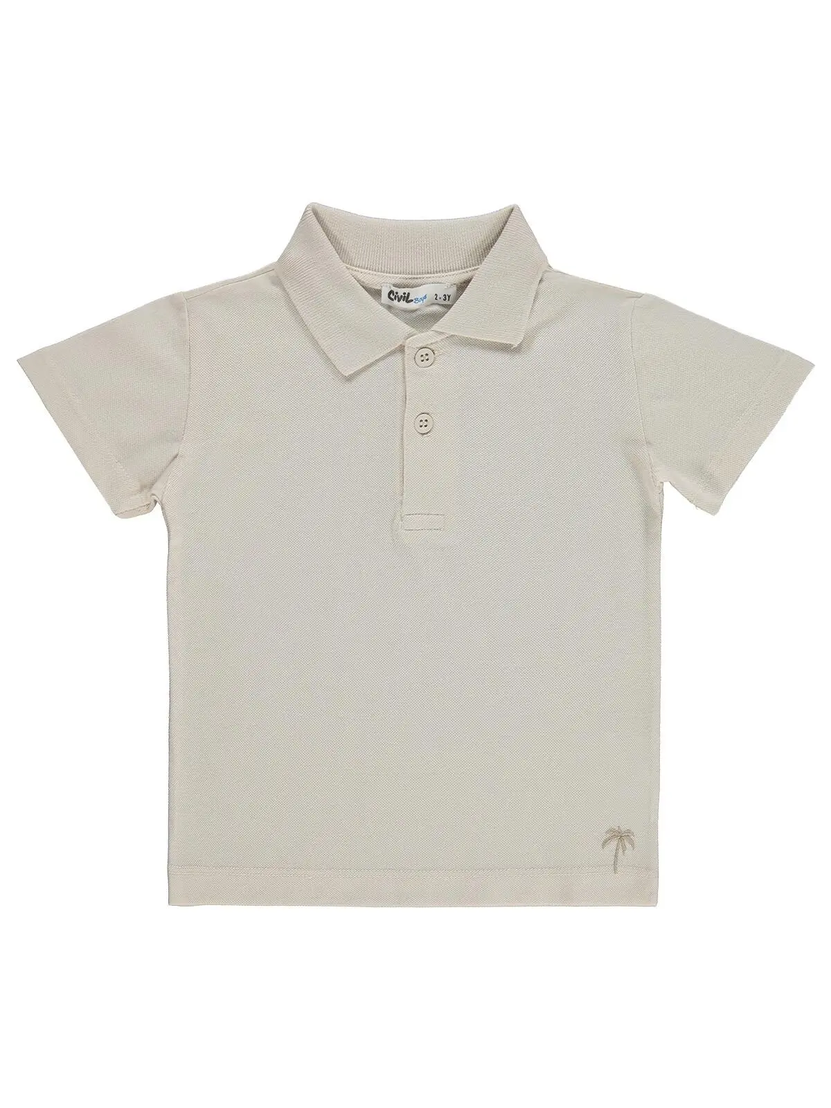 S000543489-25636_1 Civil Boys Boys' Palmiye Embroidered Polo Shirt Collar 2/5 Y T-Shirt - Beige - Image 1
