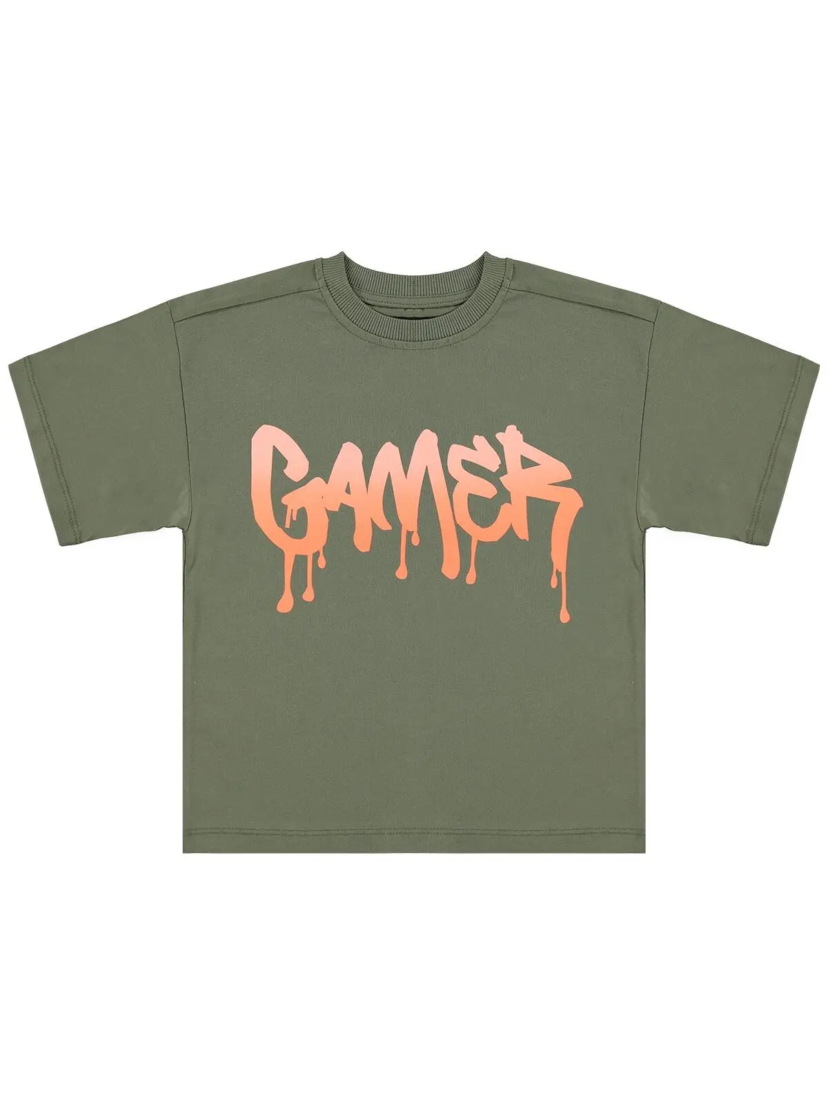 S000547649-18547_1 Civil Boys Gamer Printed 2/5 Y T-Shirt - Khaki - Image 1