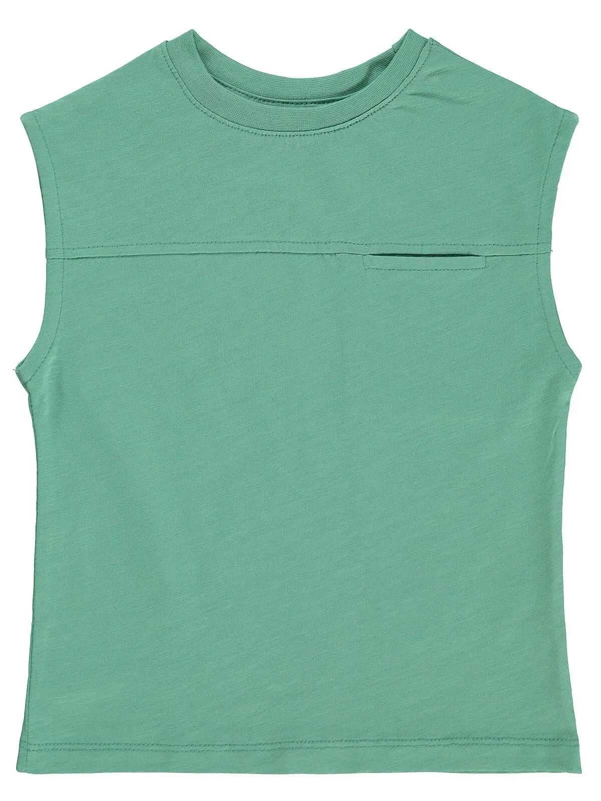 S000562732-18194_1 Civil Boys Basic Zero Sleeve 2/5 Y T-Shirt - Green - Image 1