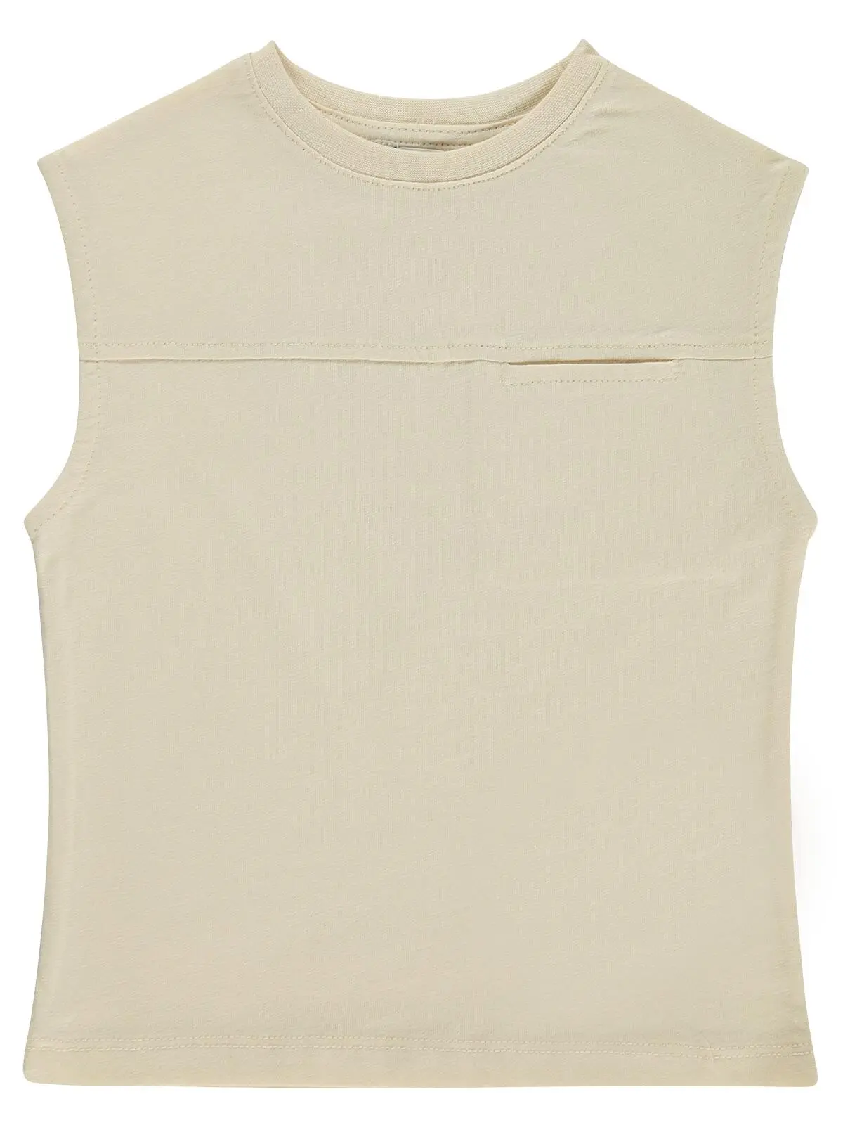 S000562732-19965_1 Civil Boys Basic Zero Sleeve 2/5 Y T-Shirt - Ecru - Image 1