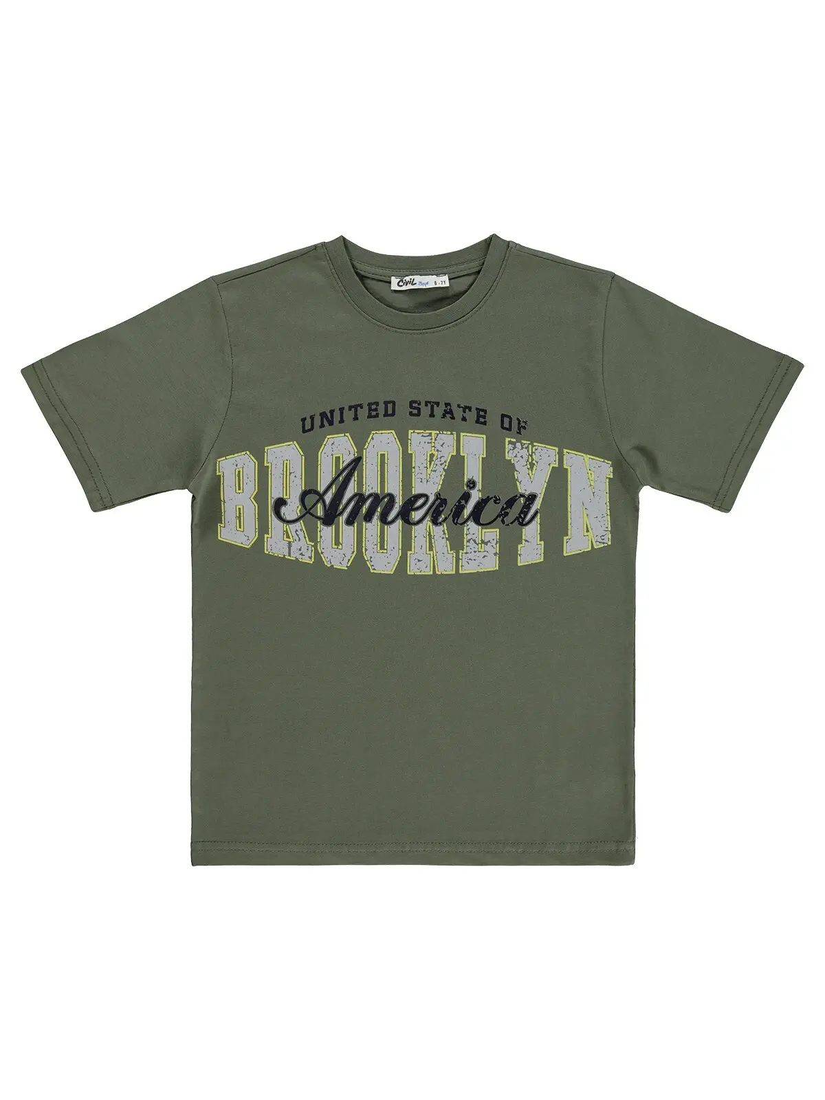 S000574111-18547_1 Civil Boys Brooklyn Printed 10/13 Y T-Shirt - Khaki - Image 1