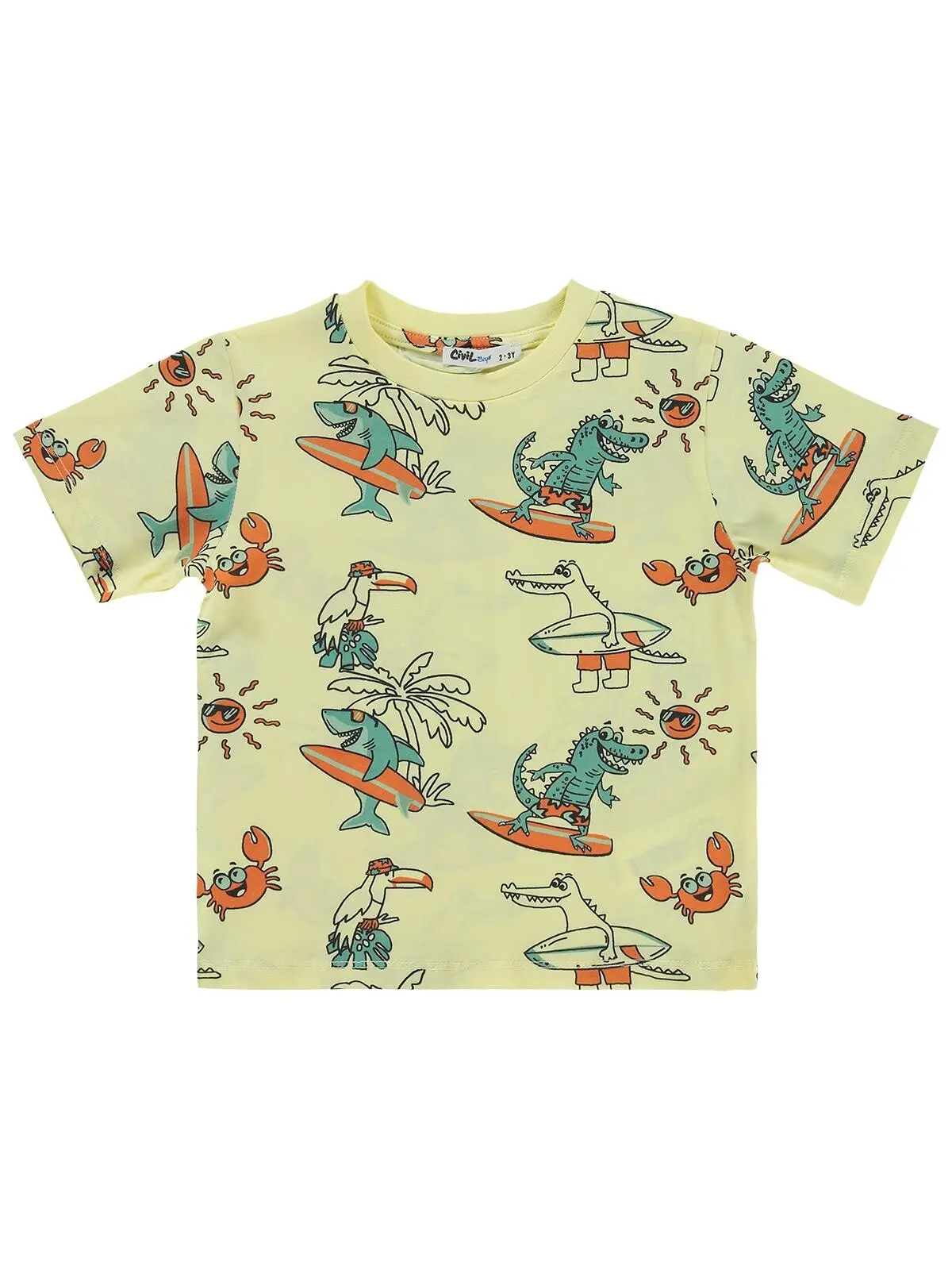 S000574454-20065_1 Civil Boys Surfer Hayvanlar 2/5 Y T-Shirt - Yellow - Image 1