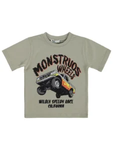 Civil Boys Monstruos Car Printed 2/5 Y T-Shirt - Mustard - Image 3