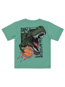 Civil Boys Rex Dinosaur Printed 2/5 Y T-Shirt - Green - Image 2