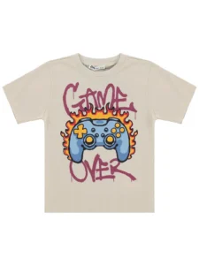 Civil Boys GAME OVER Printed 2/5 Y T-Shirt - Beige